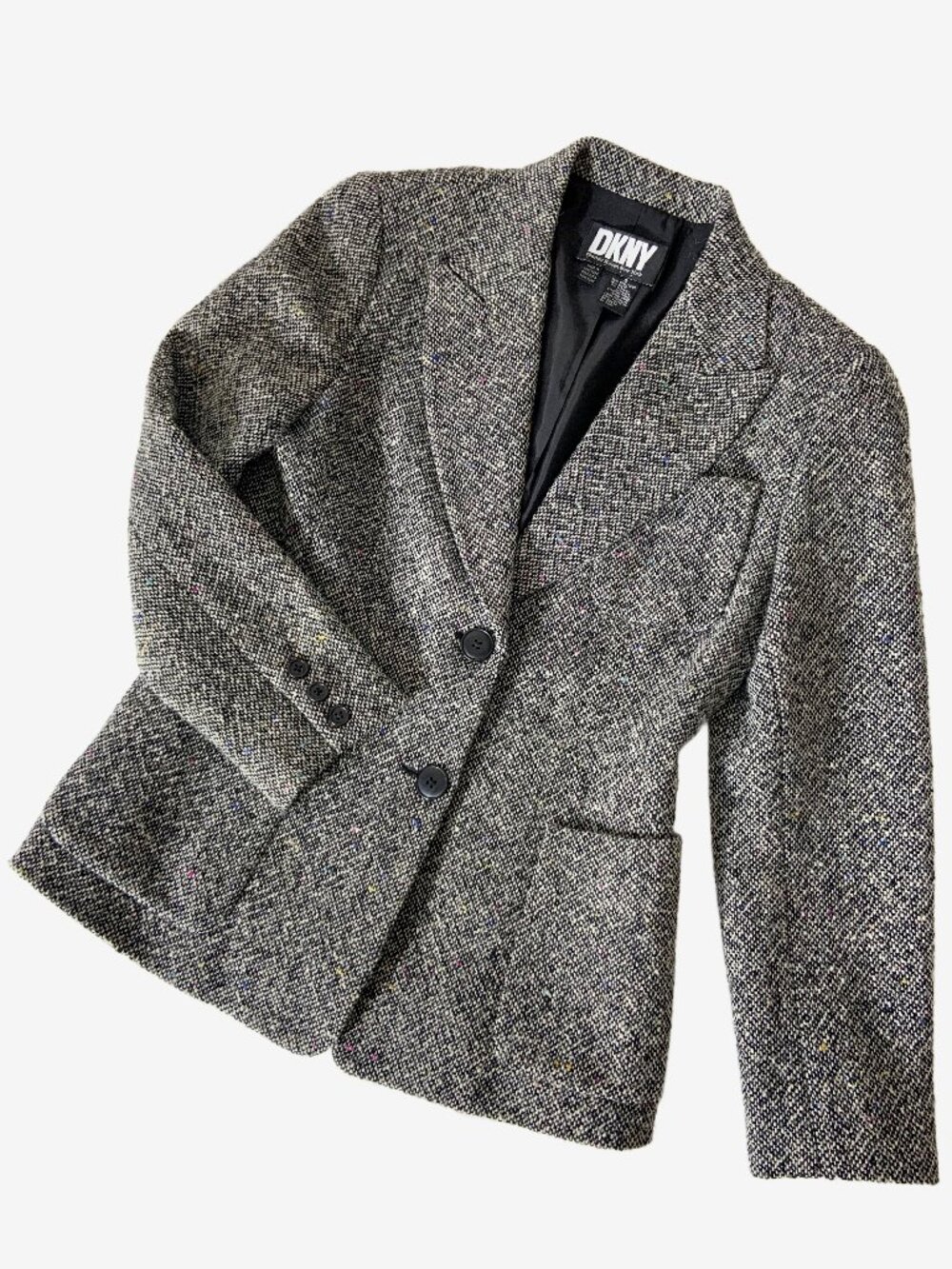 Vintage 1990s DKNY Black Tweed Blazer / size Small